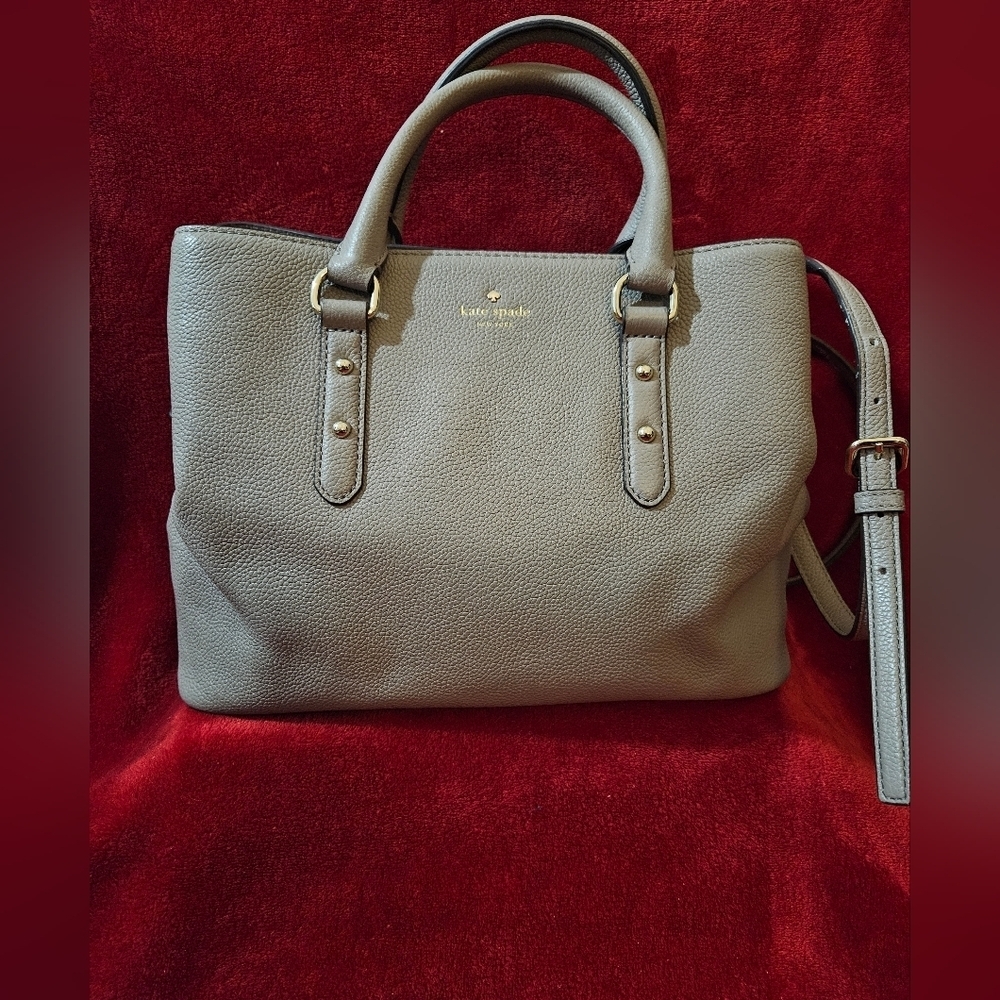Kate Spade Gray Pebble Leather Larchmont Avenue Evangelie Satchel